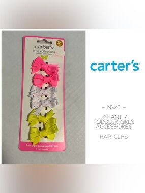 🆕CARTER’S - NWT - INFANT / TODDLER GIRLS 6PK HAIR CLIPS